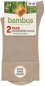 Damen Bambus K. Socke 2er Beigegrau 35-38